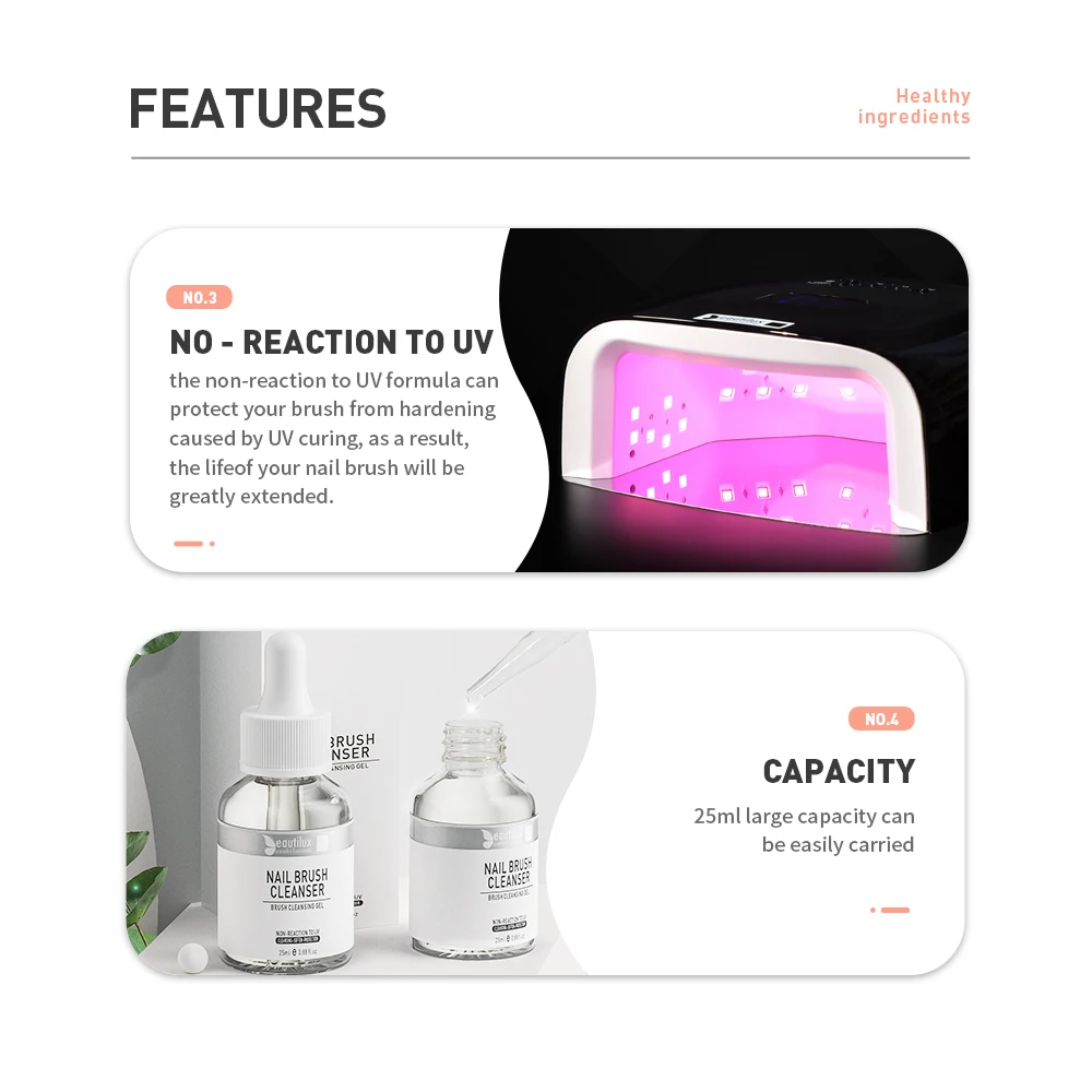 Beautilux Professional Nail Polish Clean up Brush Manicure Diy Nail Cleanser Liquid Plus Washing Nail Tools