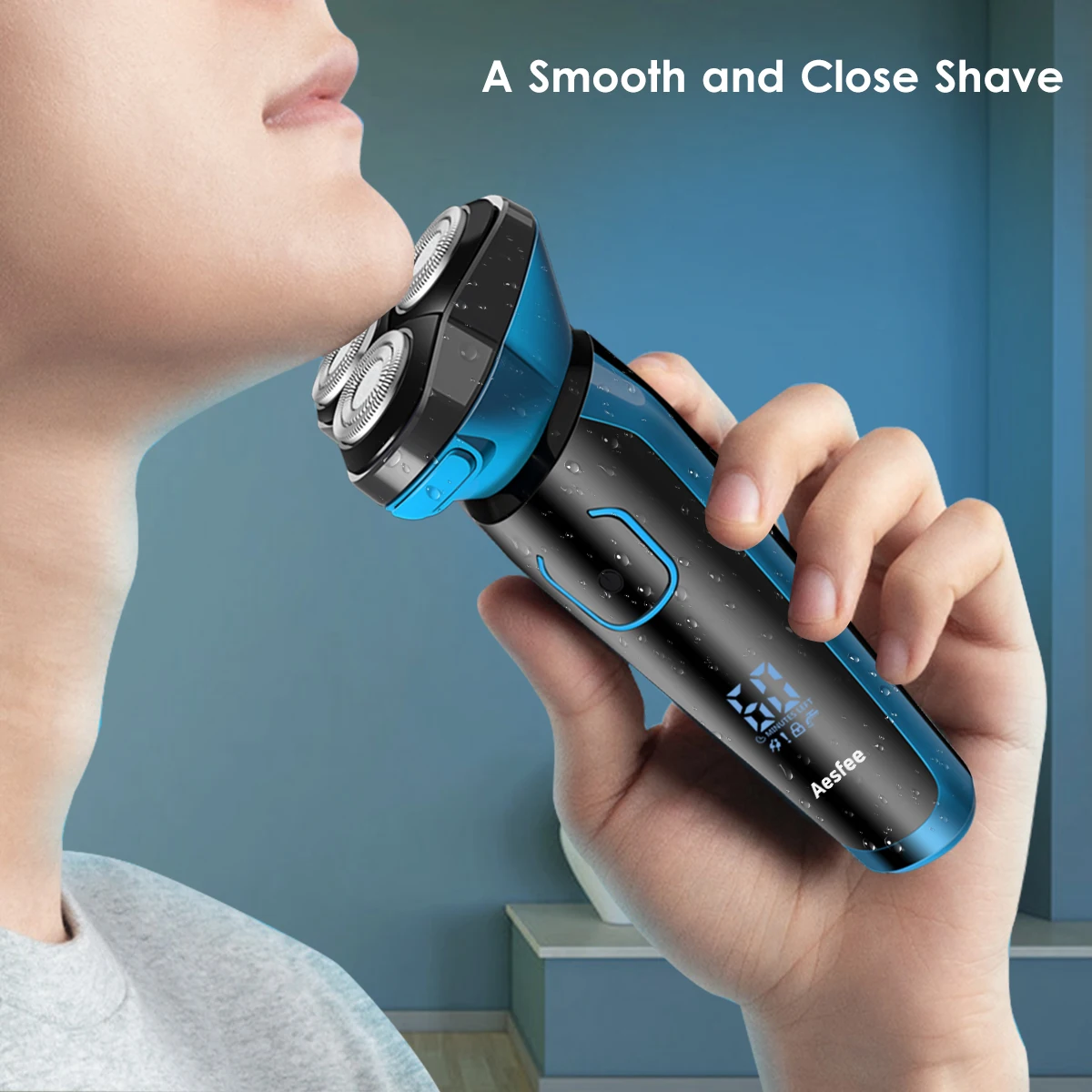 Human Hair Care Razor Rotary Shaver for Men, Wet & Dry Electric Shaver with Beard Trimmer Removal Cut Waterproof, LCD Display