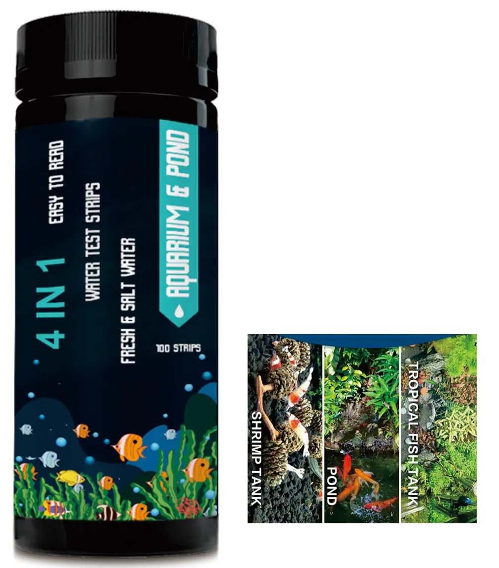 4 way aquarium fresh water test stripsfish tank pond test strips for nitrite nitrate ph hardness