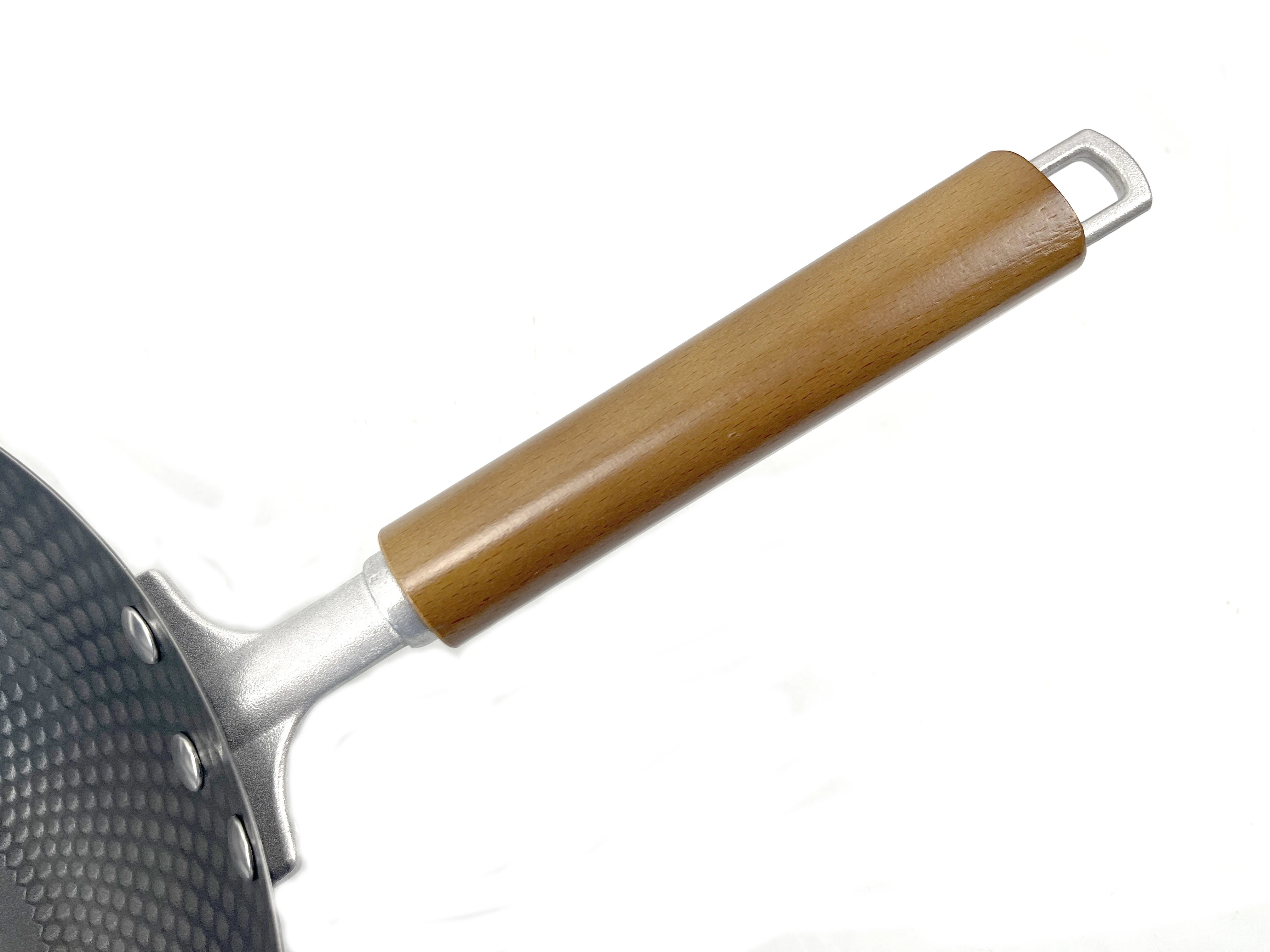 New Arrival 30 cm Nitriding Wok Diamond Design Wok Pan Wooden handle Woks & Stir-fry Pans w/o Coating