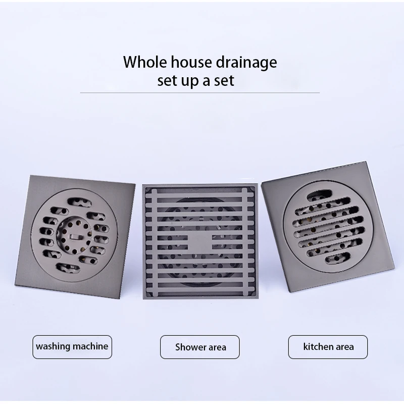 100X100MM Solid Brass Shower Drain Bathroom Floor Drain Box Customized Logo Bathroom Fittings Modern Strainer Polished 5 Years