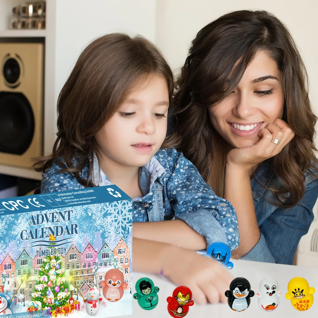 24 Types Mini Tumbler figures Advent Calendar  Cartoon Action Figures Advent Gift Box Funny Toys