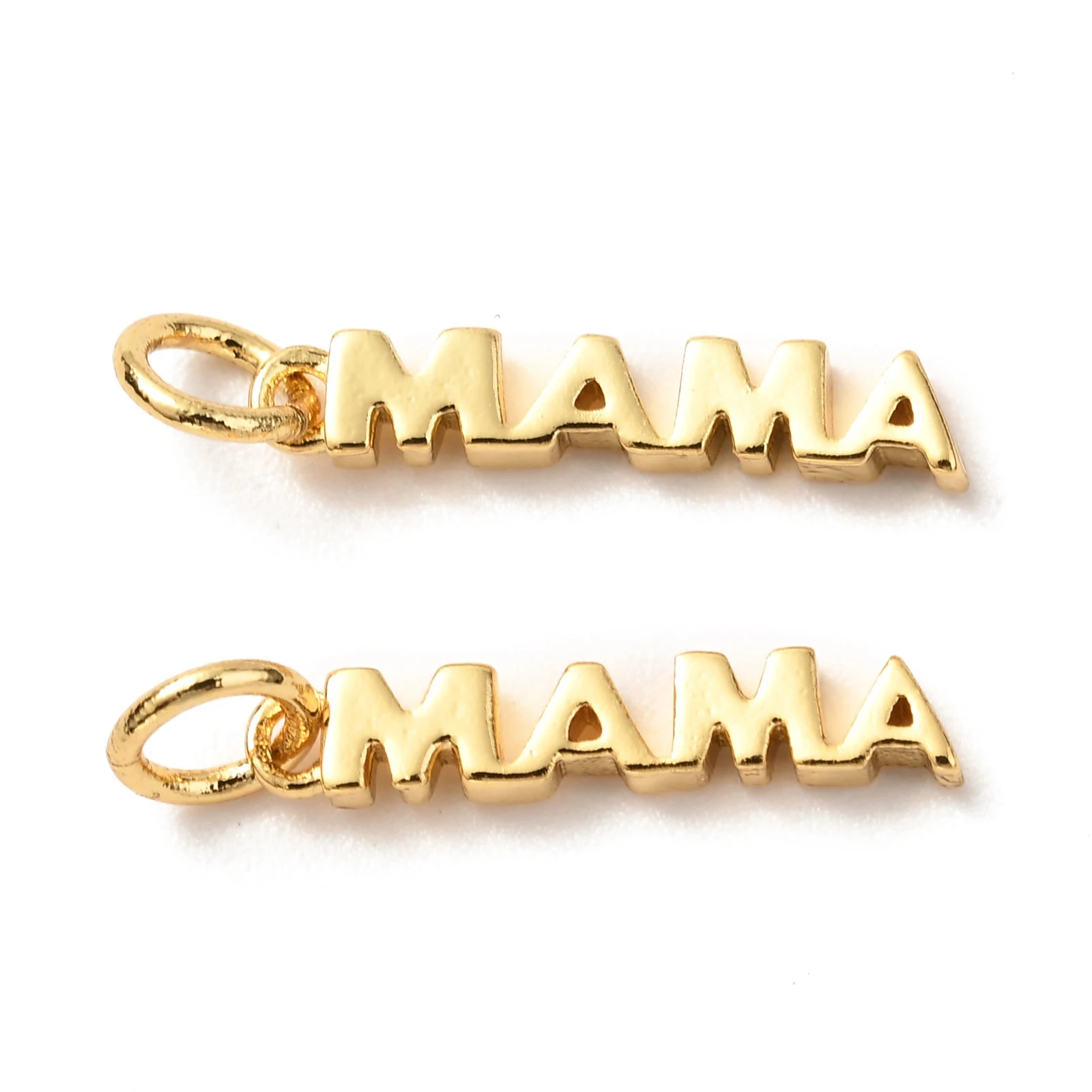 Pandahall 10pcs Word Mama Brass Pendants With Jump Ring Gold Color Metal Charms For Necklace Bracelet Jewelry Making Gift