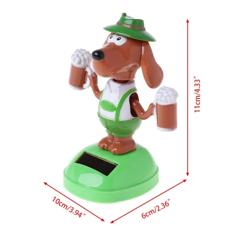 Car Interior Office Desk Decoration Cute Animals Small Beer Dog Solar Powered Dancing Toy