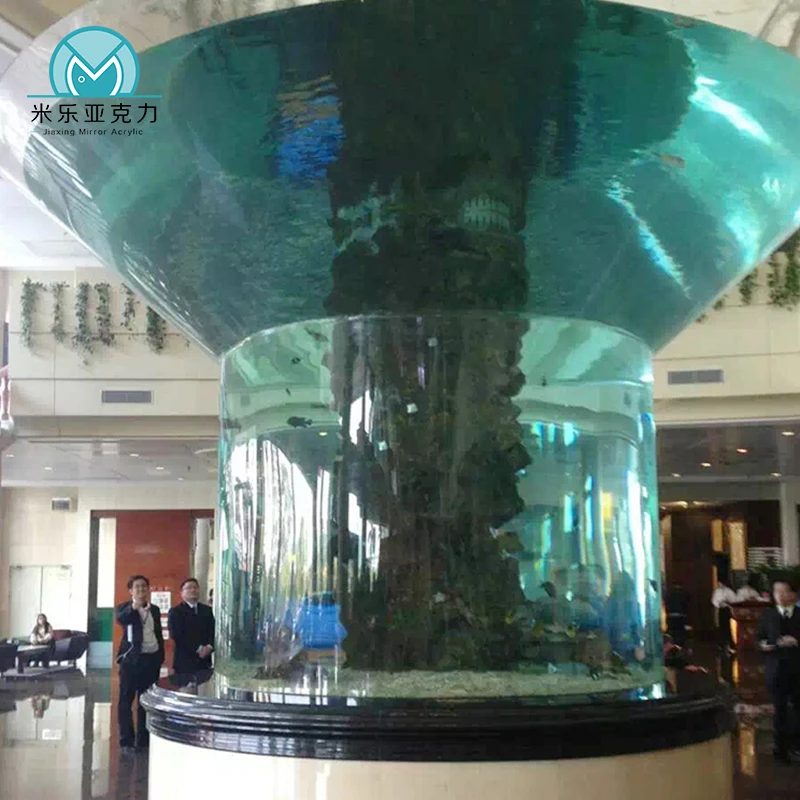 Manufacturer professional promotional modern style tall round acrylic coral fish tank