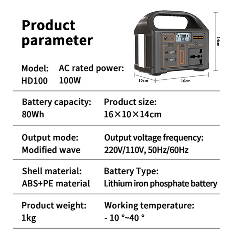 Portable 500W Battery Power Station External 110V/220V Pure Sine Wave Suitable for Outdoor Camping Supply