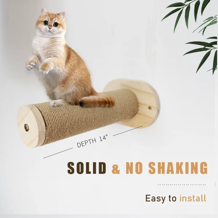 Relaxlines Sisal Rope Cat Shelves With Two Steps Climbing Tree Wooden Pet Beds Cat Hammock Wall Mounted Cat Shelf