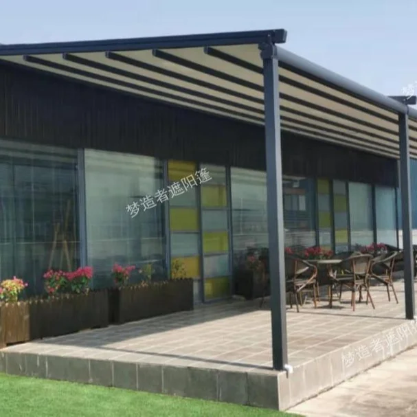 Manufacturer Open-Air Electric Aluminum Retractable Pergola Pvc Fabric Roof Automatic Alu Pergola