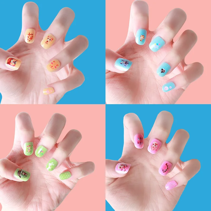 Kids Unique Colorful Rainbow Cute Kids kids press on nails With Glue False Nail Artificial