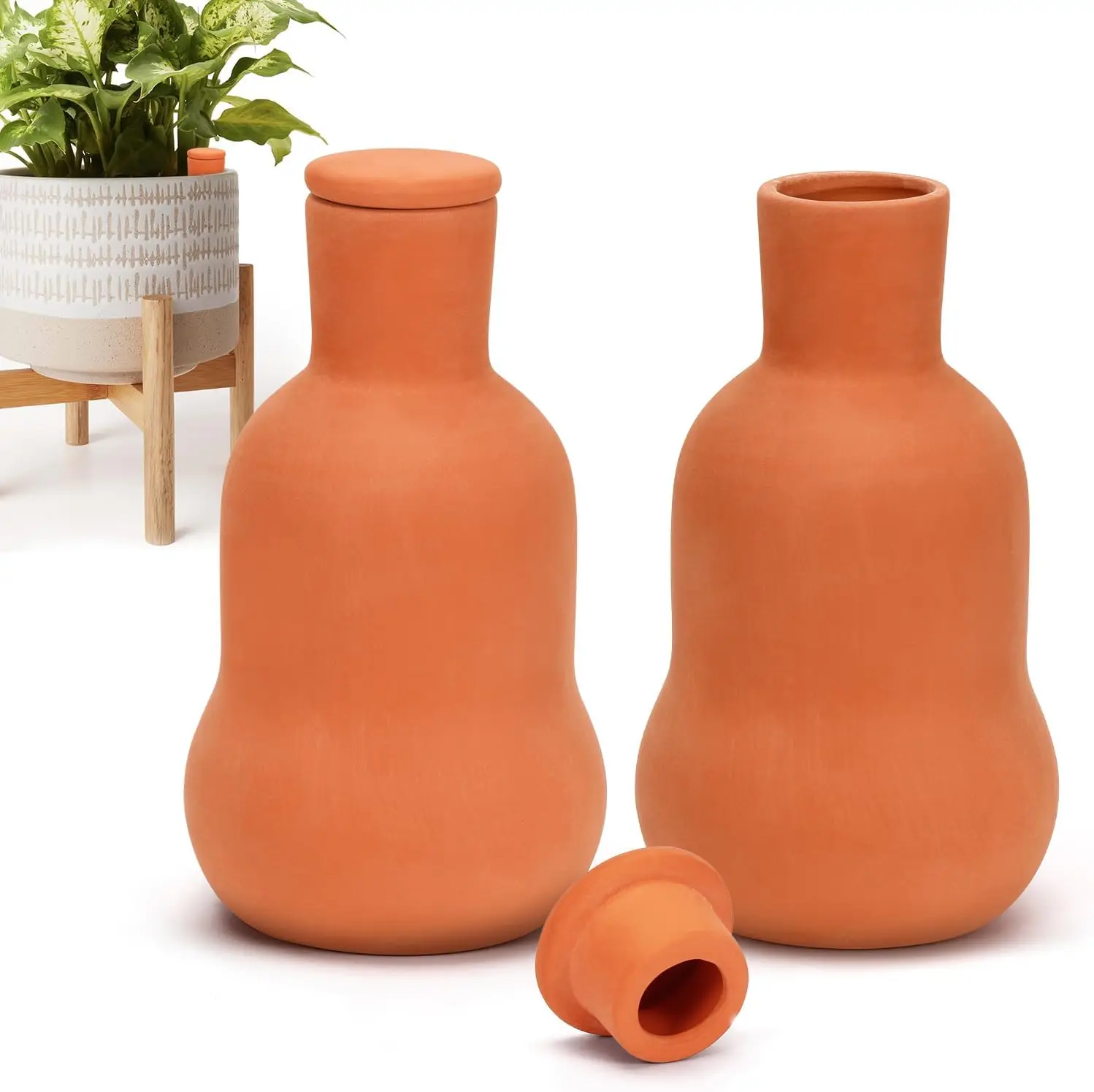 Factory-Sold Terracotta Self-Watering Plant Pot Clay Olla Vase with Watering Spikes for Garden Plants