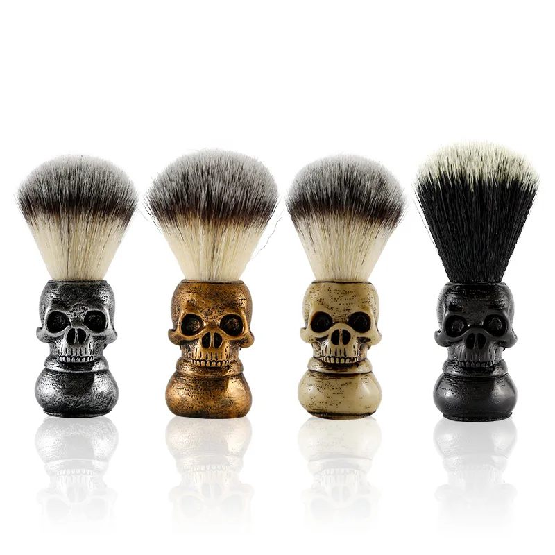 Wholesale New Design Personalize Men Skeleton Skull Shaving Beard Brush with Resin Handle for Barber or Home Use