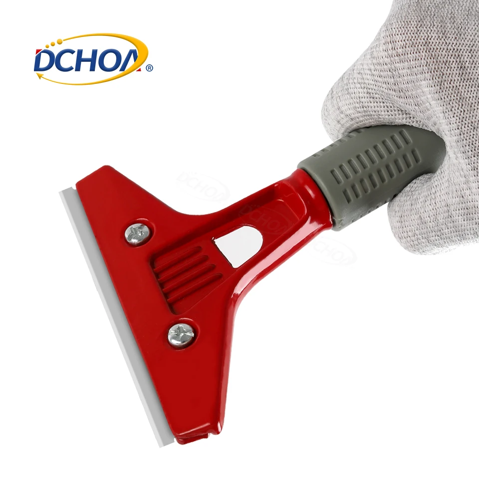 DCHOA 4'  Plastic Handle Cleaning Scraper Steel Blade Replacement vinyl squeegee
