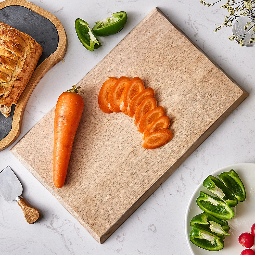 Hot Sale Eco-friendly Kitchen Large Size Rectangle Beech Wood Chopping Board for Cutting Vegetables Meat Fruits