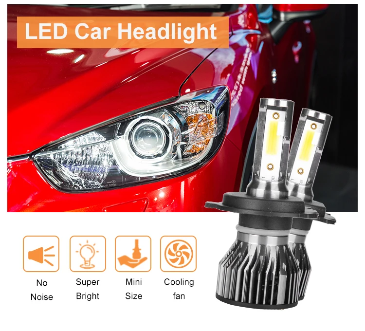 Auto Lighting System 8000LM 9006 Fanless Led Head Lamp, Led H4 H11 9005 Faros Led K2 Car H7 H4 Led