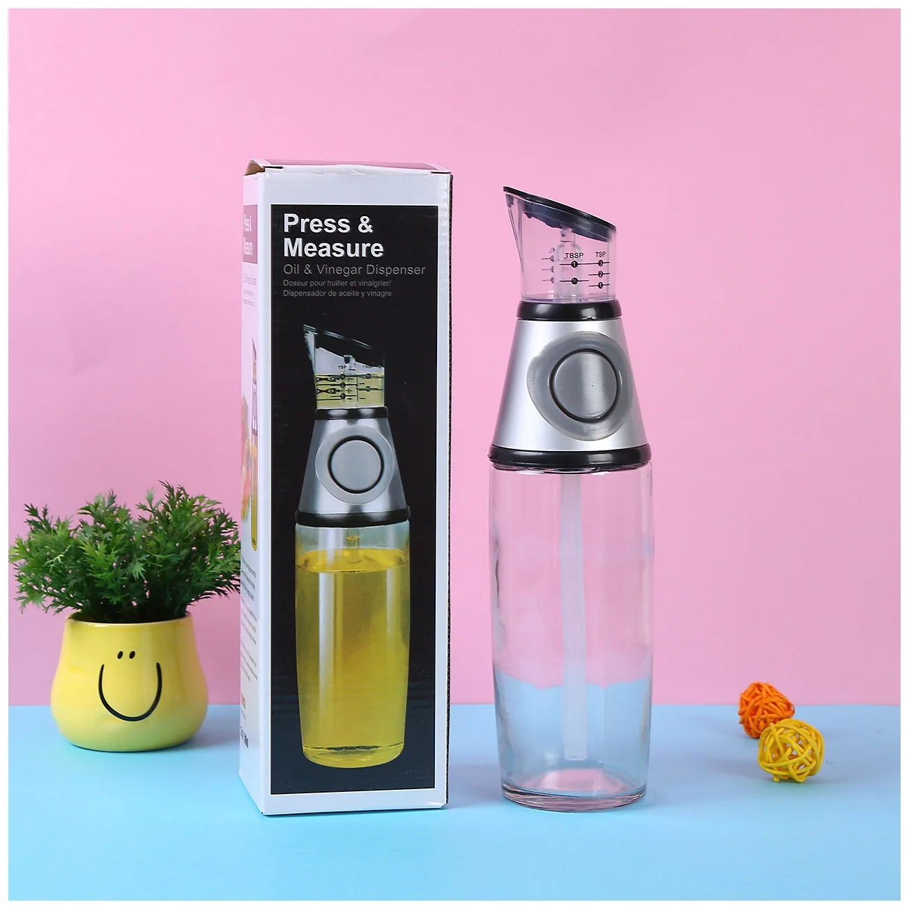 Oil Dispenser Bottle for Kitchen Olive Oil Dispenser Superior Glass Oil and Vinegar Dispenser with Measuring