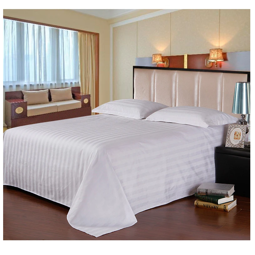 200T 250T 400T 500T White bed sheet sets linen home hotel double bed sheet cotton sheets for bed whole sale set