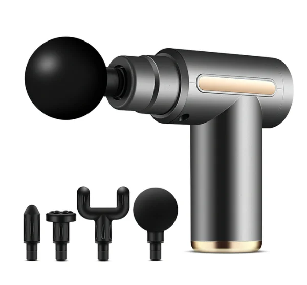 Factory Cheap Price Handheld Mini Black Massage Gun with 6 Speeds & 4 Massage Heads Fast Frequency Vibration Body Muscle Massage