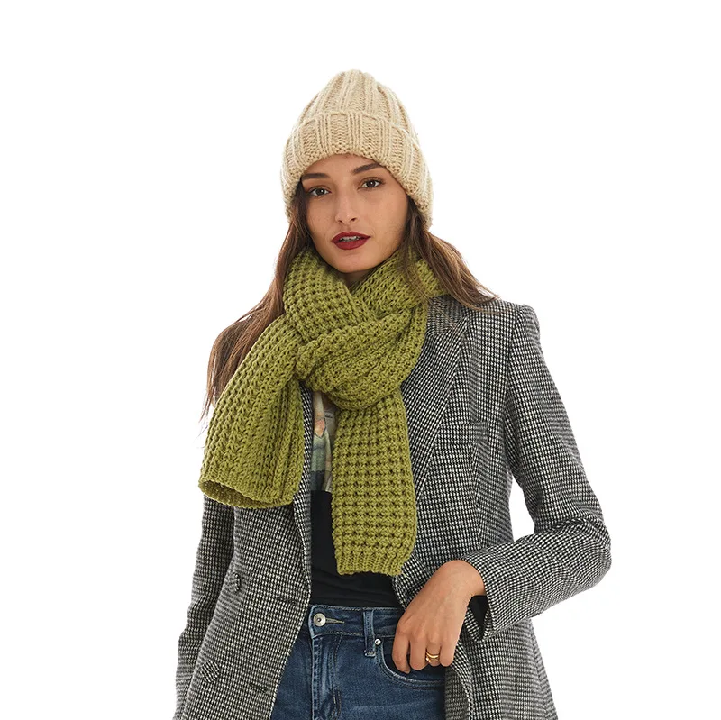 Landfond high quality custom knit scarves chunky winter scarf for ladies women long scarves