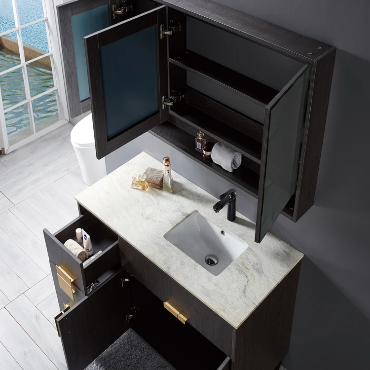 Marble Counter 48 Inches Bathroom Vanity Cabinet