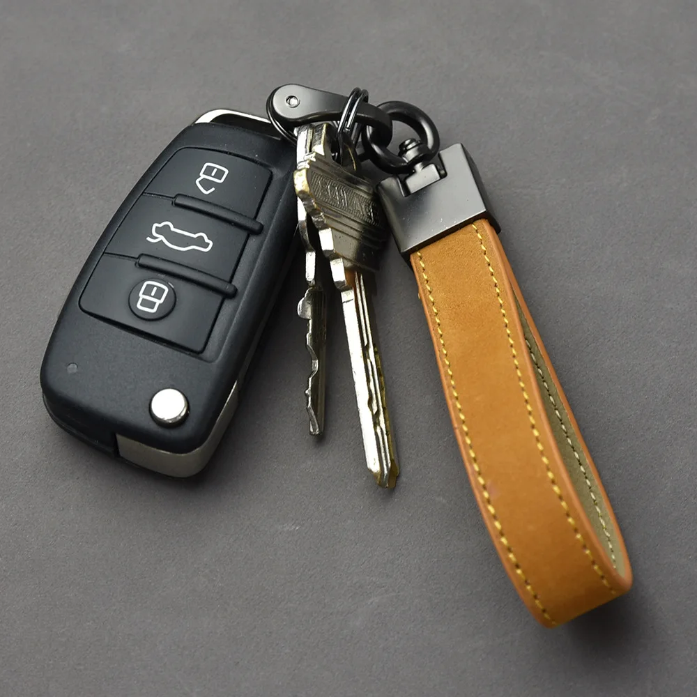 Custom luxury keychain accessories wholesale car keychain handmade genuine leather keychain