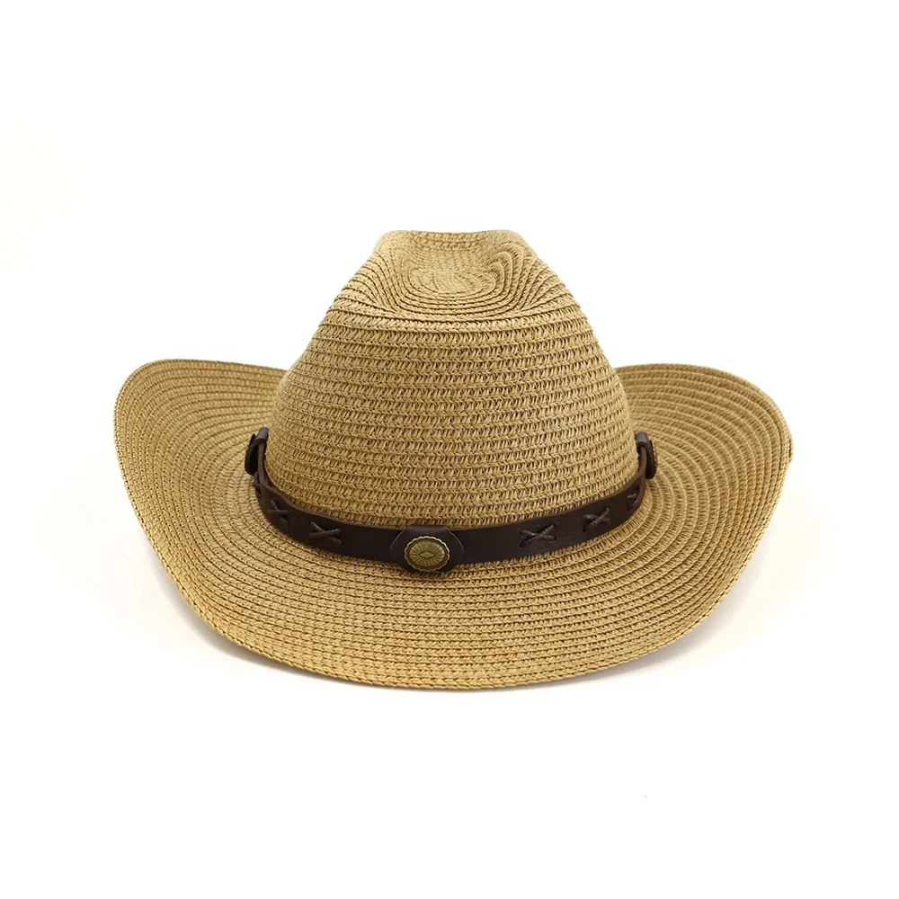 Whole Sale Beach Sun Hat Classic Cowboy Straw Hat Topper Panama Hat Cheap