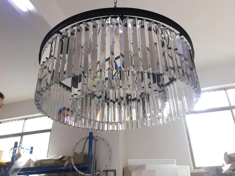 Modern round resoration hardware chandelier light two tier with k9 crystals pendant chandelier from brilliant lighting wholesale