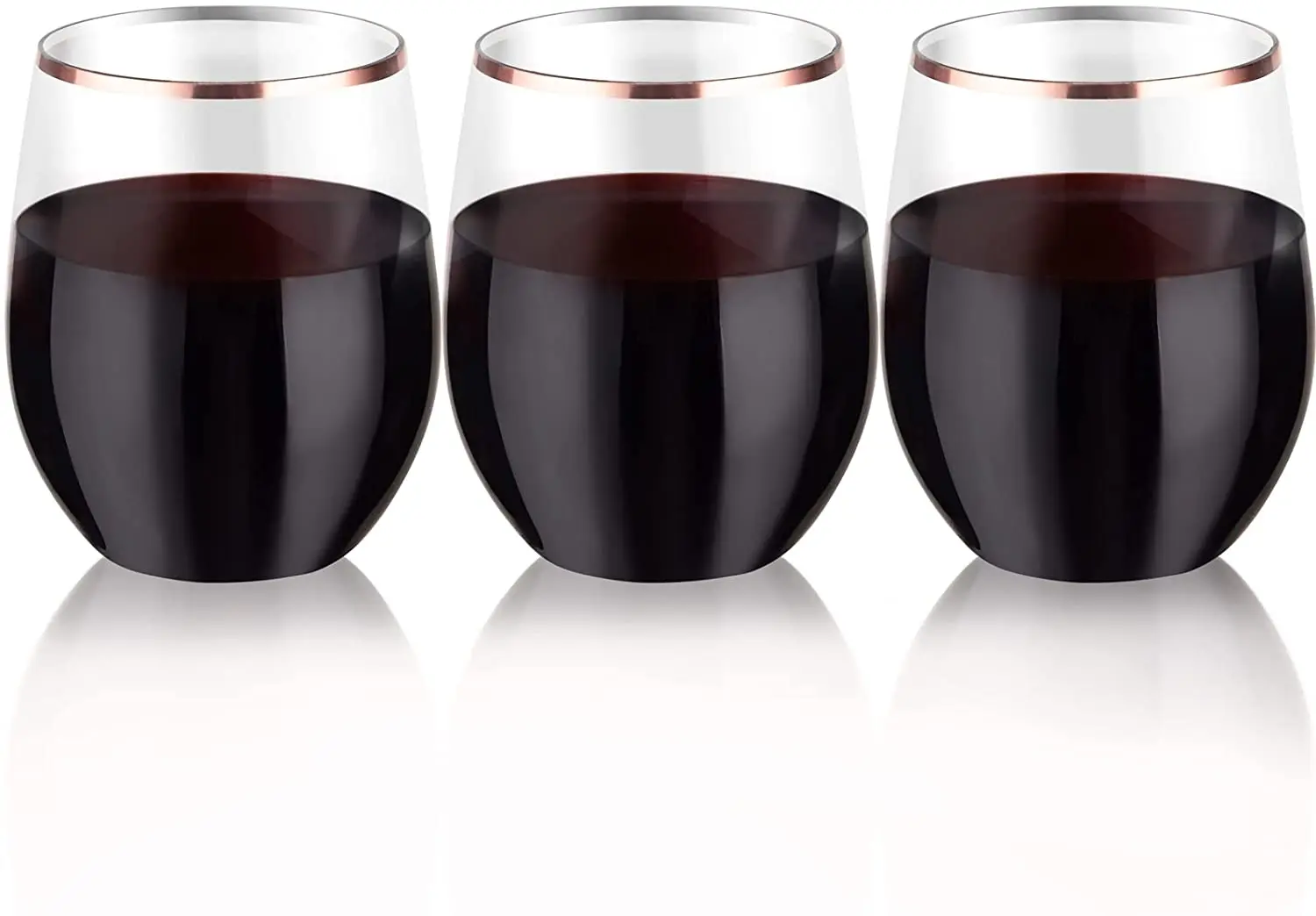 12oz Gold rim PET Plastic Unbreakable Stemless Wine Glass Champagne whisky cups