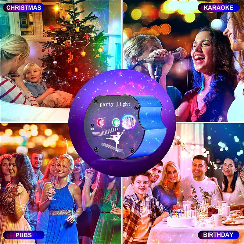 New Arrival Portable DJ Disco Stage Laser Light with Remote Control Sound Activated LED Projector RGB 48 Patterns Party Light