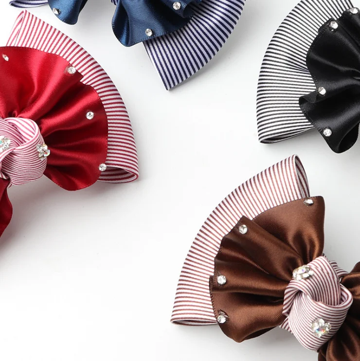 Professional Stain Flannel Bow Flower Hair Clip With Crystal Hair Bun Net For Stewardess Nurse Accessory Properly in the Office