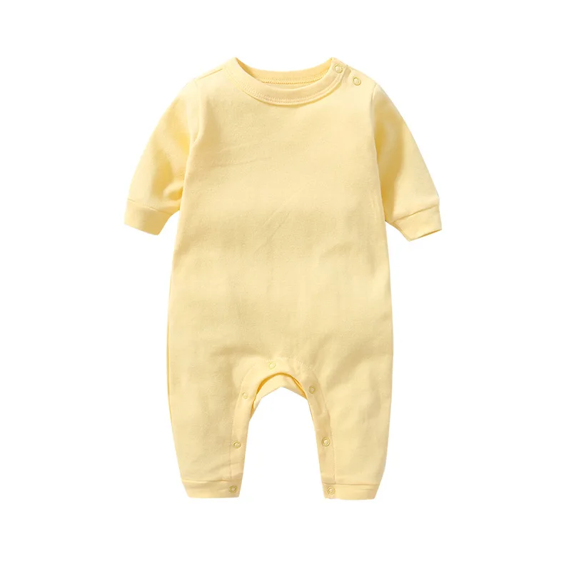 DYB Customized Spring Infant Solid Color Frogsuit Long Sleeve Romper Toddler Baby 100% Cotton Clothes Factory Direct Sales