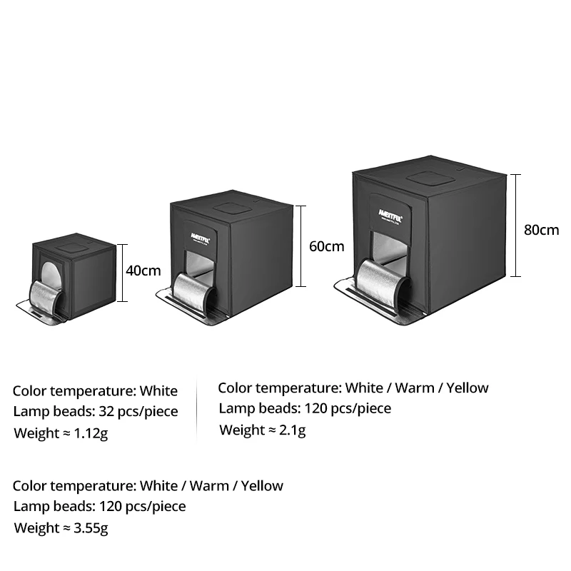 Customized 60cm 40W Photo Box LED Photo Studio Light Tent  softbox with PVC Backgrounds Portable Foldable Photo Studio Box