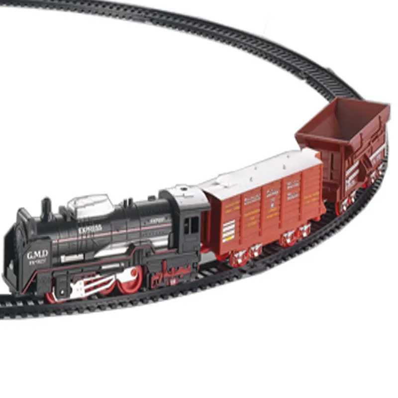 Child diy assemble retro model electric track indoor toy train with light