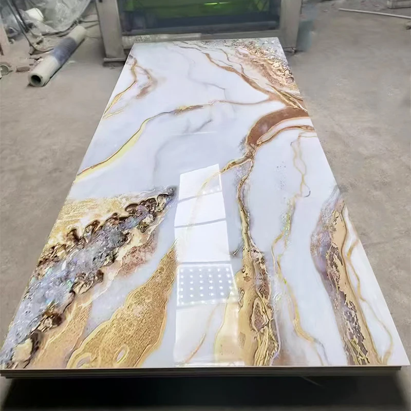 Quality life 1220x2440mm Marble board Easy install PVC marble Panel TV wall 3D printing PVC Marble stone pattern UV Wall Panel
