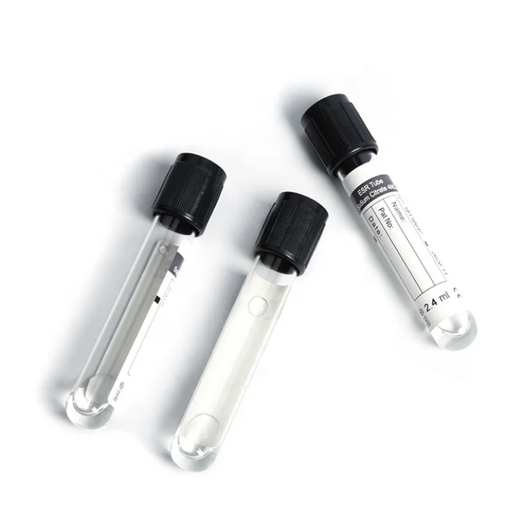
Medical Disposable ESR Vacuum Blood Collection Tube With Black Cap, PET Or Glass Both Are Available 