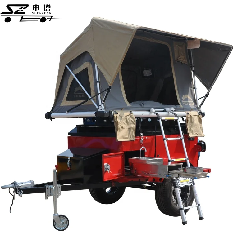 Offroad Car Trailer Small Camper Trailer Use for Travelling With Tent
