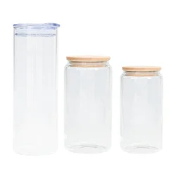 High quality sublimation 12oz 12 oz 16oz 25oz blanks ounce can shaped rainbow drinking frosted glass tumbler with straw