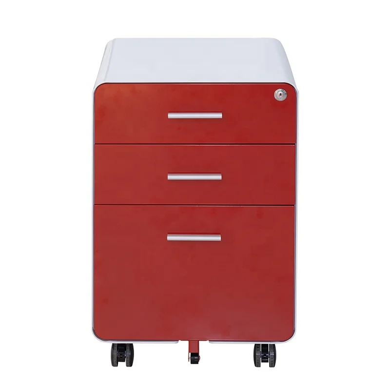 3 Drawers Metal File Cabinets Fireproof Steel Mobile Pedestal Portable Storage Movable Durable a4 File Cabinet With Wheels