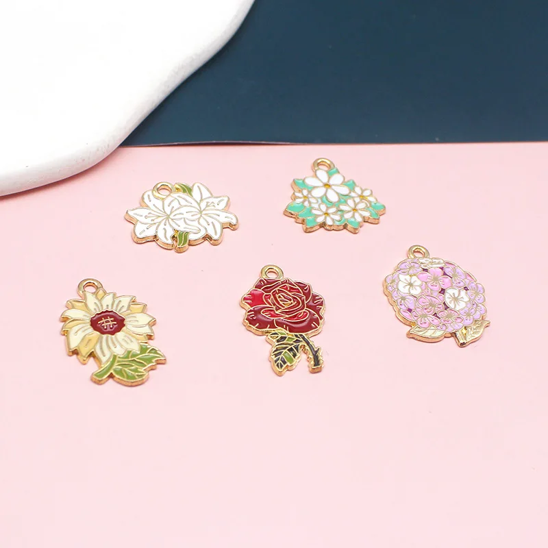 Красивые цветы «сделай сам», сплав, аксессуары, роза, Подсолнух, серьги, ожерелье, подвеска, брелок, подвеска в виде капли масла