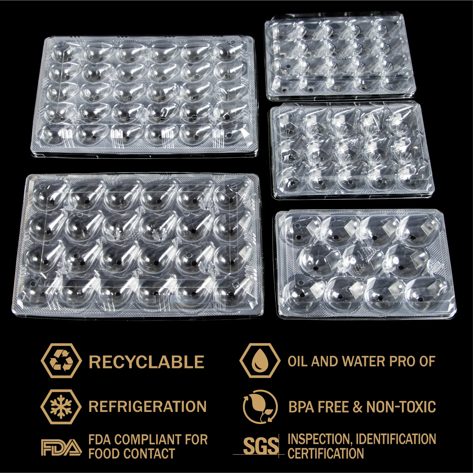 RPET Grape Strawberry Boxes Food Grade Recyclable Disposable Fruit Food Packaging Fruit Clamshells Plastic Box Blister Box