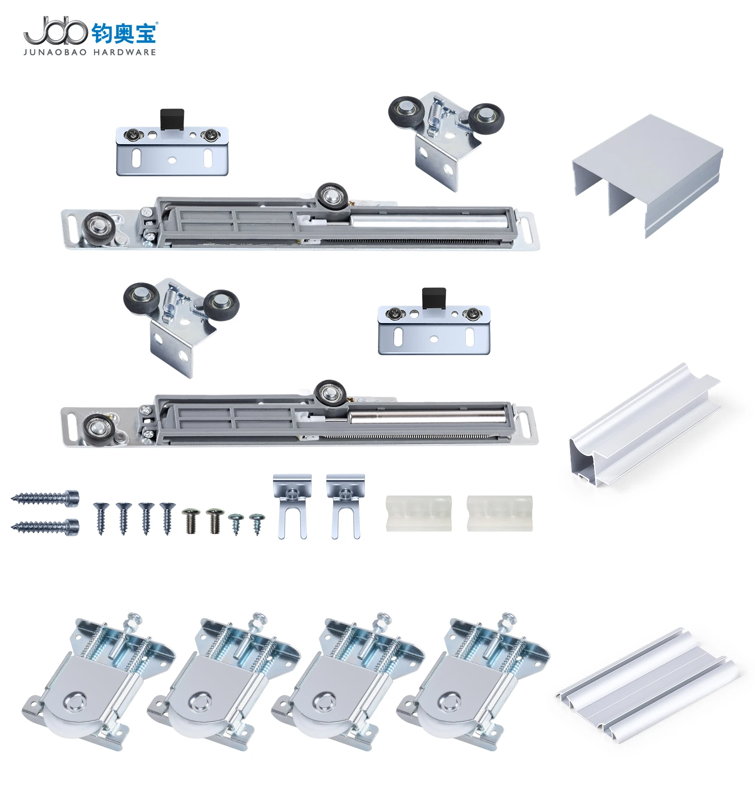 junaobao sliding door hardware kit soft close sliding furniture glass door roller
