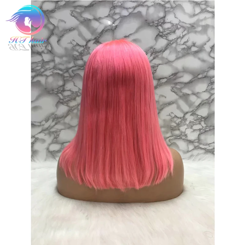 Free Lace Samples 10inch Brazilian Hair Ombre Bob Human Hair Wig Blue Long Light Brown Swiss Lace Blonde Lace Front Wig