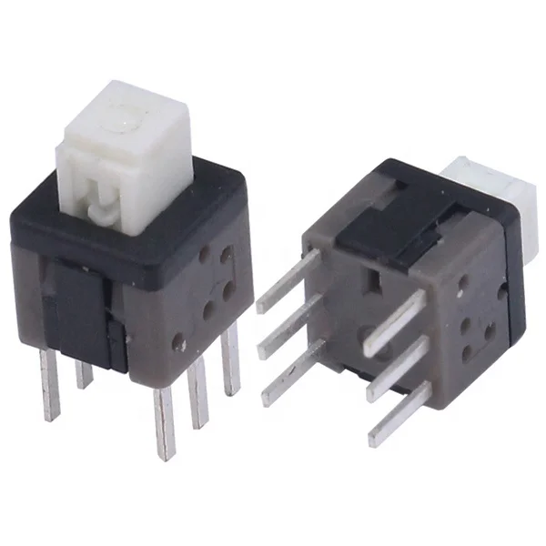 Factory directly 8.5*8.5mm selling Double Row 6Pins Plug-in Type Push Button Self-locking Switch Without Lock
