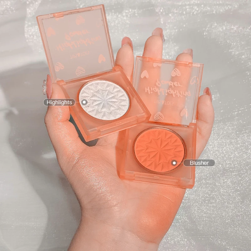 
Matte Shimmer Blusher Peach Face Cheek Blush Highlighter Powder Makeup Contour Palette Blush Private Label 