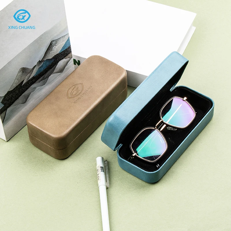 Factory Wholesale Cheap Luxury Pu Leather Metal Eyeglass Hard Custom Glasses Case Eyewear Case Sunglasses
