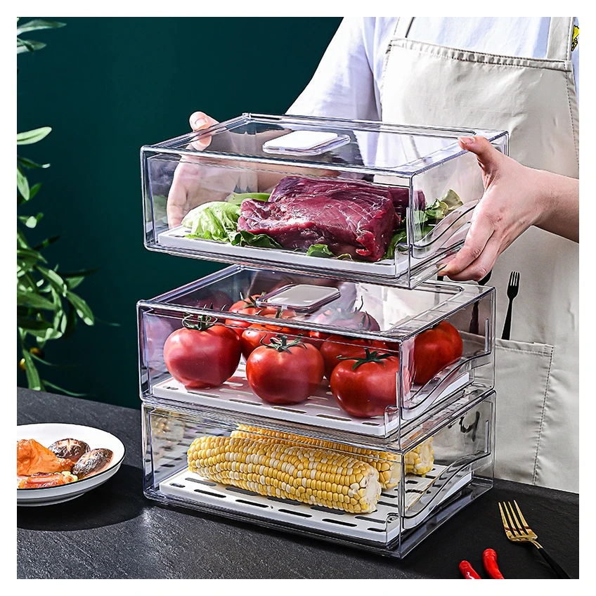 Refrigerator Kitchen Organizer Food Container Transparent Storage Box