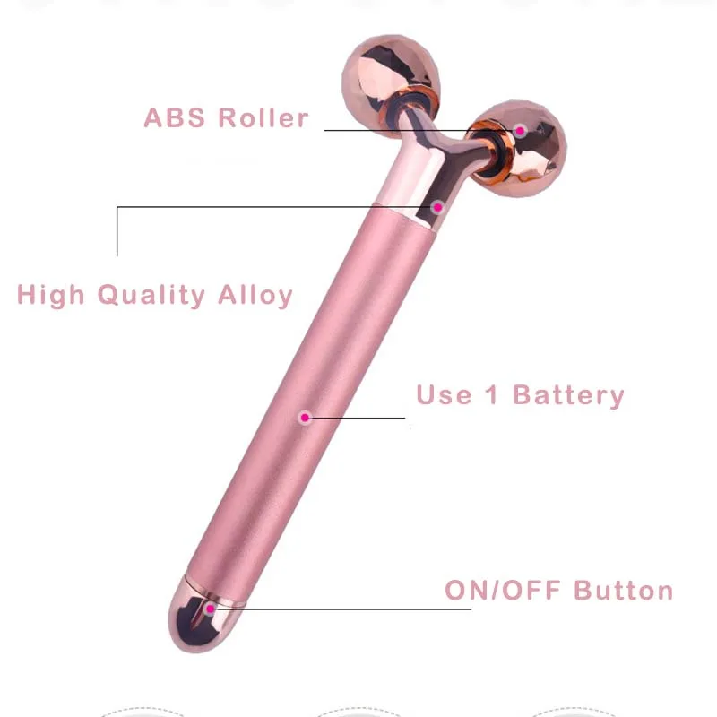 Facial Care Massage Stick Electric Vibration 24K Gold T Shape Stainless Facial Roller Massager Face Beauty Bar