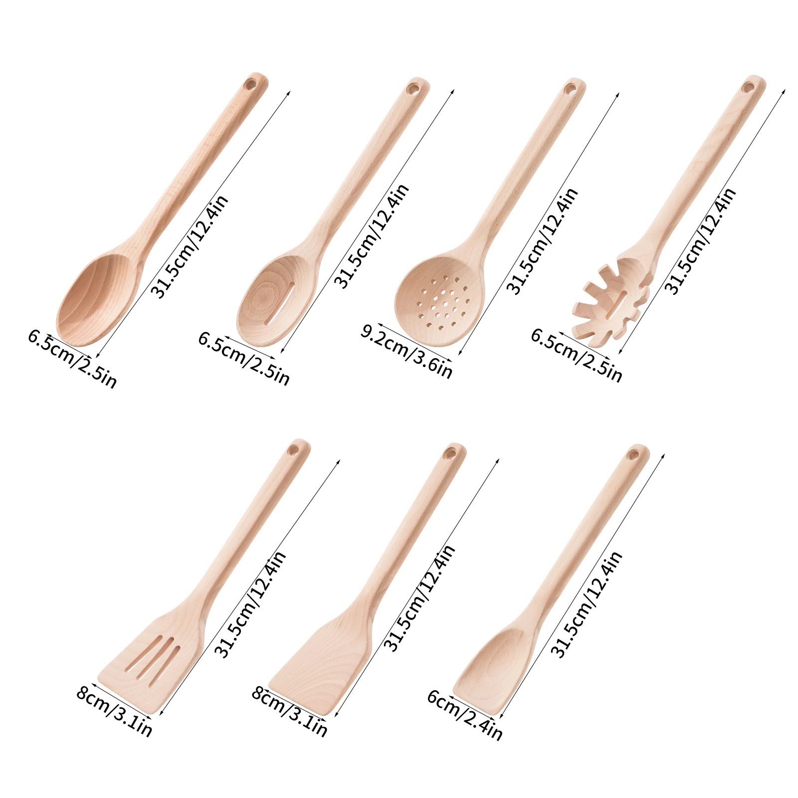China Manufacturers High Quality Kitchen Accessories Beech Wood Kitchen Utensil Set