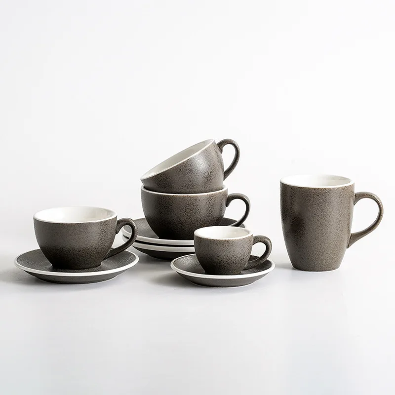 Retro modern style wholesale macchiato cappuccino espresso mug cup daily coffee shop ceramic tea cup with saucer