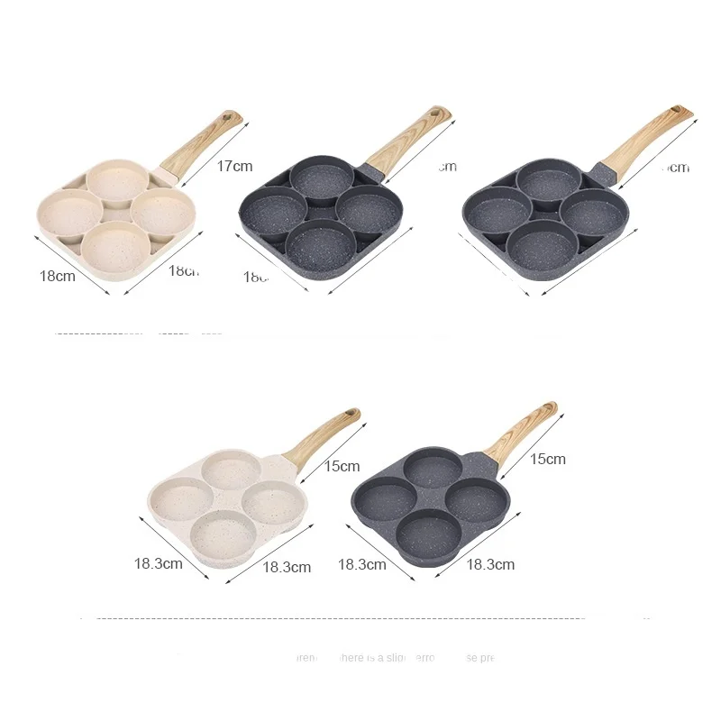 Modern Four-Hole Non-Stick Metal Egg Hamburr Pancake Pan for Breakfast Artifact Fried Egg Pan