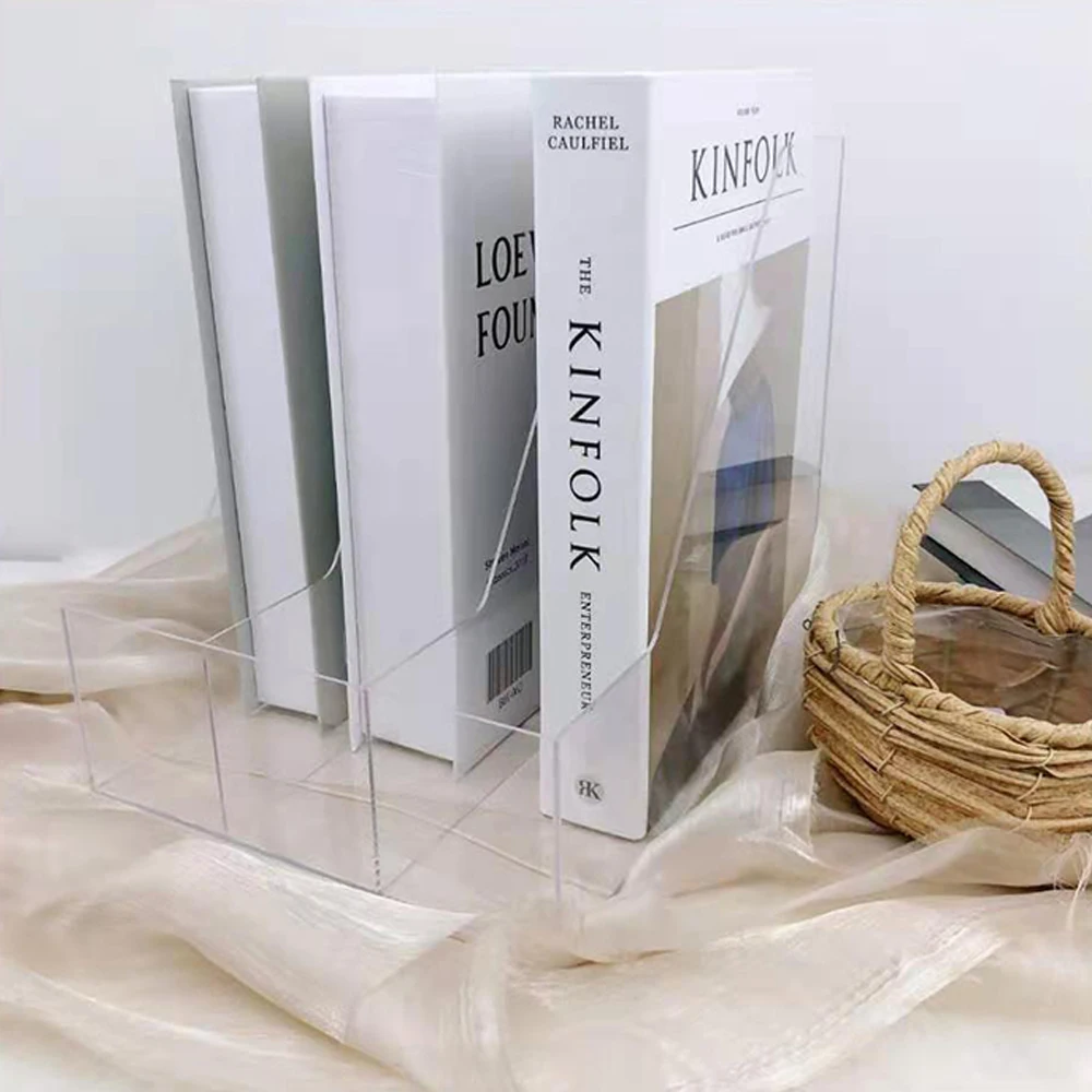 Transparent office file storage rack Acrylic partition bookshelf Desktop data storage rack